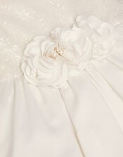Orelia Strappy Sequin Satin Dress, White (WARM IVORY), large