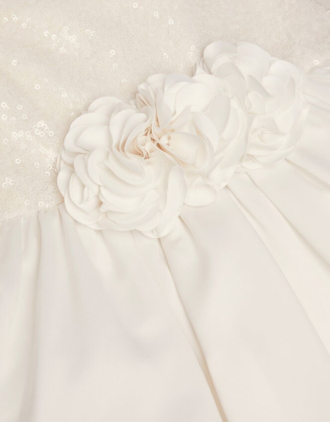 Orelia Strappy Sequin Satin Dress, White (WARM IVORY), large