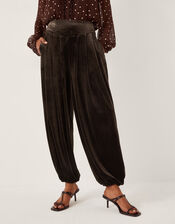 Victoria Velvet Harem Trousers, Brown (CHOCOLATE), large
