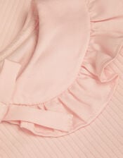 Satin Collar Long Sleeve Rib Top, Pink (PINK), large