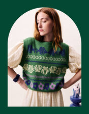 FRNCH Johan Fish Knit Vest, Green (GREEN), large