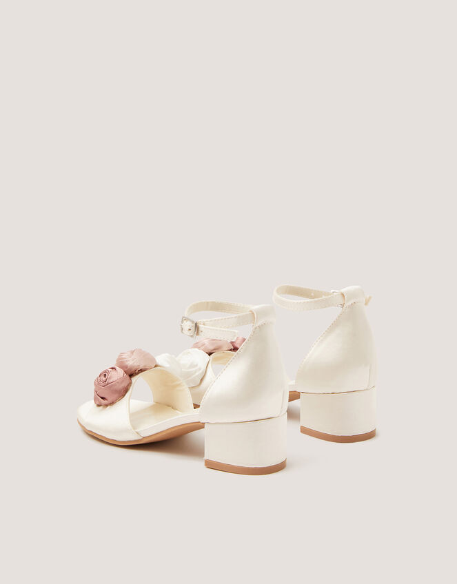 Rosette Satin Two Part Heels, Ivory (IVORY), large