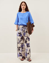 Ingrid Linen Top, Blue (BLUE), large