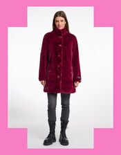 Rino & Pelle Nonna Faux Fur Teddy Coat, Red (BURGUNDY), large