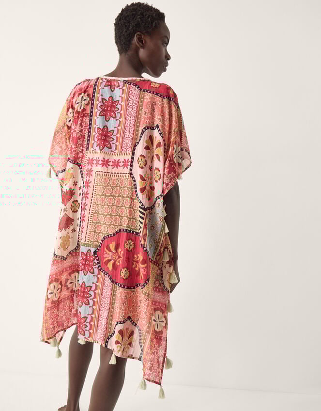 Patti Tile Print Mini Kaftan, DARK PINK, large