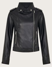 Paloma Faux Leather Biker Jacket, Black (BLACK), large