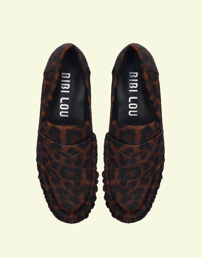 Bibi Lou Lyra Leopard Print Pony Loafers, Leopard (LEOPARD), large
