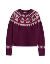 Chinti & Parker Heart Fair Isle Jumper, Red (MULBERRY), large