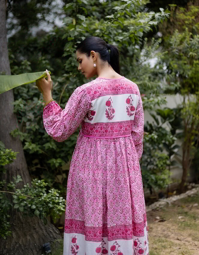 Dilli Grey Jackie Floral Tunic Midi Dress, Pink (PINK), large