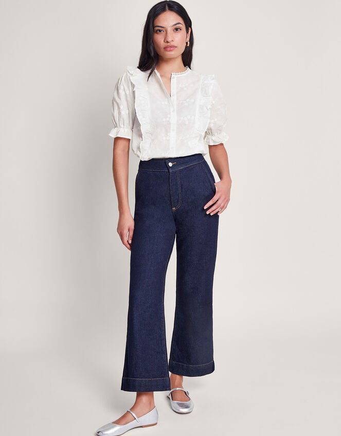 Iris Embroidered Blouse, White (WHITE), large