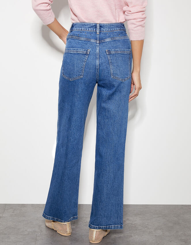 Rita Diamante High Rise Flare Jeans, Blue (MID AUTHENTIC BLUE), large