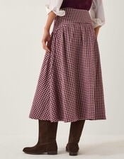 Agatha Check Drop Waist Midi Skirt, Red (CHERRY), large