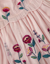 Floral Embroidered Scallop Tiered Dress, Cream (CREAM), large