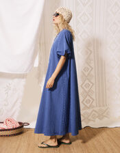 FRNCH Assunta Puff Sleeve Stripe Maxi Dress, Blue (BLUE), large