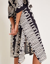 Orla Geometric Print Kaftan Dress, Black (BLACK), large