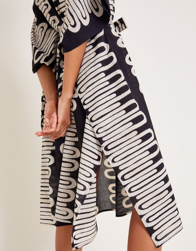 Orla Geometric Print Kaftan Dress, Black (BLACK), large