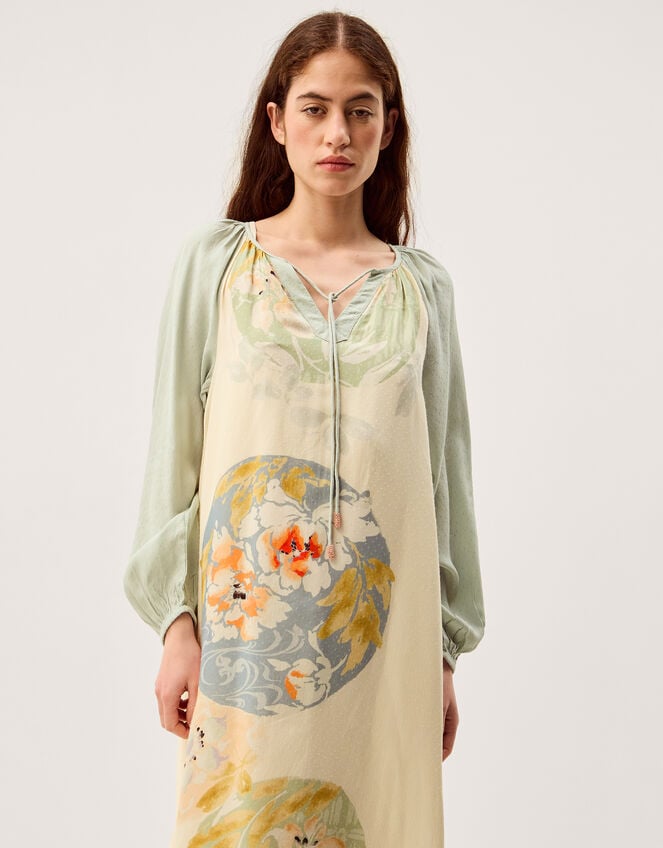 Clemence Amelie Floral Dobby Midi Dress, Cream (CREAM), large