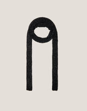 Skinny Beaded Scarf, Black (BLACK), large