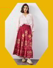 East Diya Embroidered Maxi Skirt, Pink (PINK), large