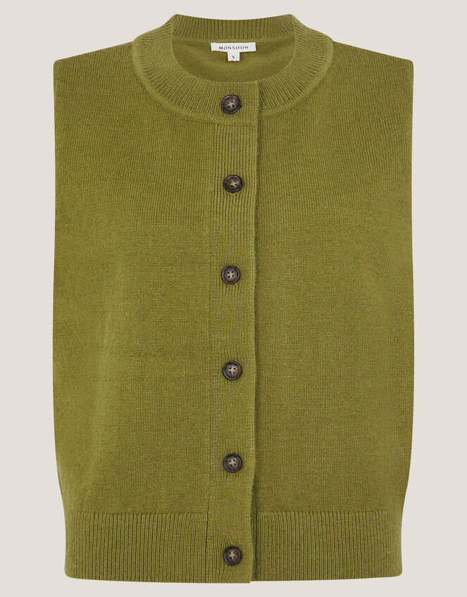 Brooke Button Knit Tank Top, Green (GREEN), large