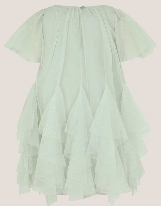 Baby Nessa Sparkle Collar Waterfall Dress, Green (SAGE), large