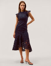 Gina Floral Lace Midi Dress, Blue (NAVY), large