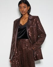 Monsoon x Sarah Corbett-Winder Satin Sequin Blazer, Bronze (BRONZE), large