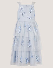 Ingrid Floral Sequin Tiered Party Dress, Blue (PALE BLUE), large