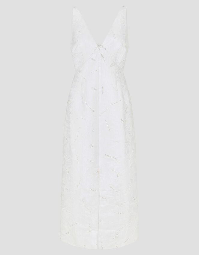 Frida Hand-Beaded Jacquard Pencil Wedding Dress, Ivory (IVORY), large