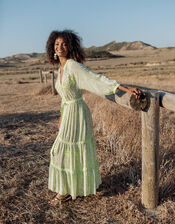 Piti Cuiti Palm Embroidered Maxi Dress, Green (GREEN), large