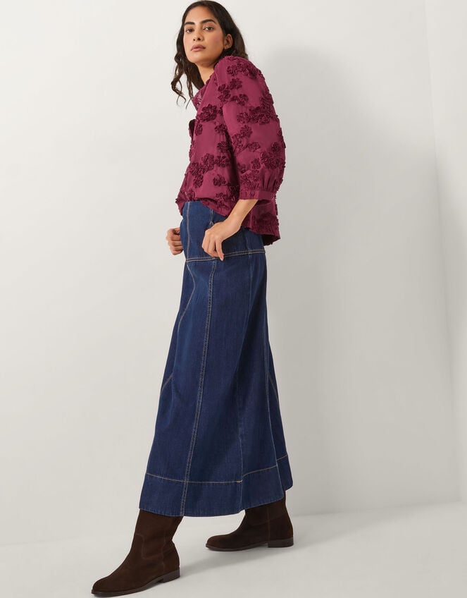 Blair Floral Appliqué Blouse, Red (CHERRY), large