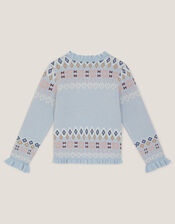 Swallow Fair Isle Cardigan, Blue (BLUE), large