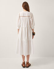 Tillie Cutwork Tiered Midi Dress, Ivory (IVORY), large