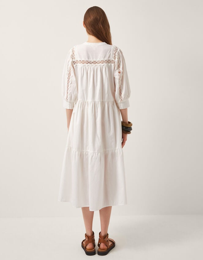 Tillie Cutwork Tiered Midi Dress, Ivory (IVORY), large