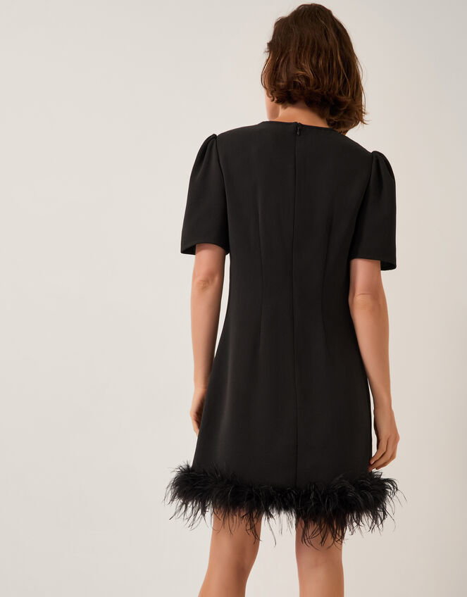 Arlette Feather Mini Dress, Black (BLACK), large