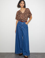 Archi Knit Leopard Print T-Shirt, Natural (NATURAL), large