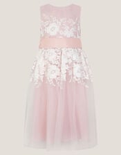 Felicity Floral Embroidered Mesh Dress, Pink (PALE PINK), large