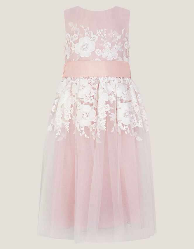 Felicity Floral Embroidered Mesh Dress, Pink (PALE PINK), large