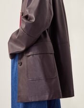 Paula Faux Leather Jacket, Brown (CHOCOLATE), large