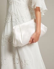 Oona Pleat Satin Clutch Bag, , large