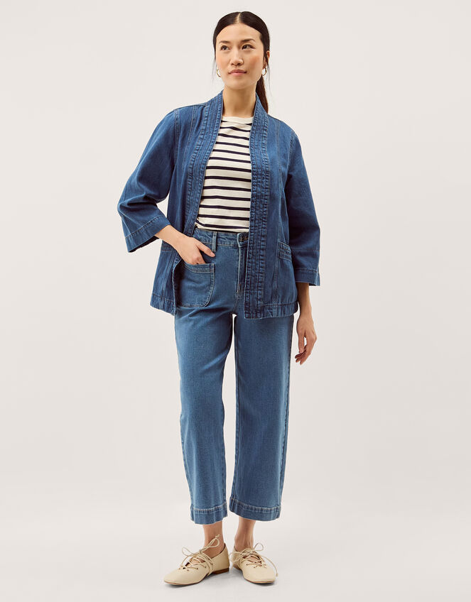 Lorna Kimono Denim Jacket, Blue (MID AUTHENTIC BLUE), large