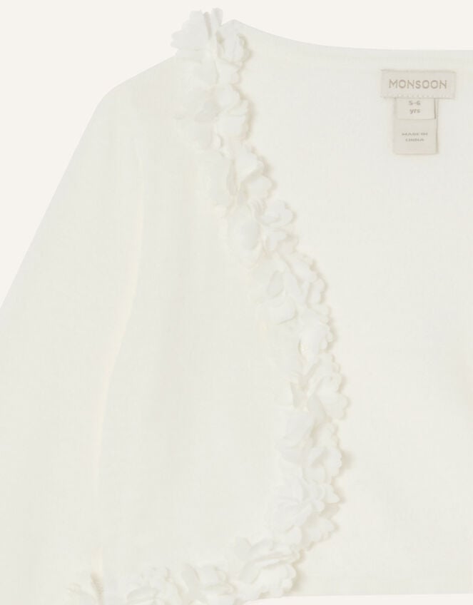 Baby 3D Floral Trim Cardigan, Ivory (IVORY), large