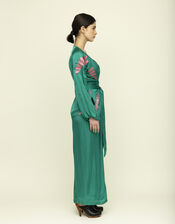 Tallulah & Hope Aziza Regular Embroidered Wrap Dress, Green (GREEN), large
