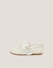 Lace Bow Ballet Flats, Ivory (IVORY), large