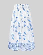 East Amber Floral Tiered Maxi Skirt, Ivory (IVORY), large