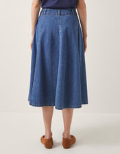 Sara Denim A-Line Midi Skirt, Blue (DENIM BLUE), large