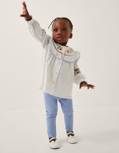 Baby Embroidered Blouse & Leggings Set, Ivory (IVORY), large