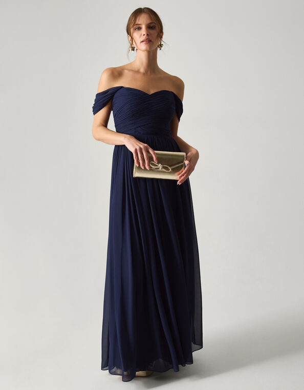 Evelyn Bardot Bridesmaid Dress, Blue (NAVY), large