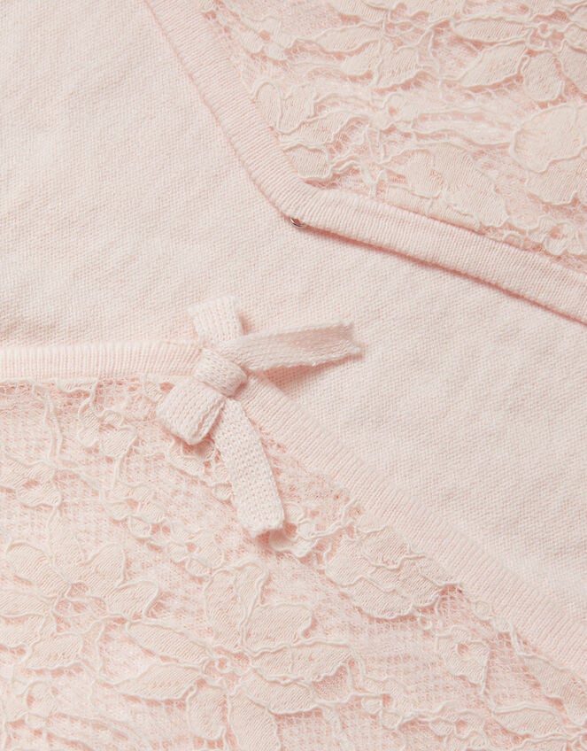 Lace Frill Bow Cardigan, Pink (PINK), large