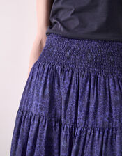 East Emelia Floral Tiered Maxi Skirt, Blue (NAVY), large